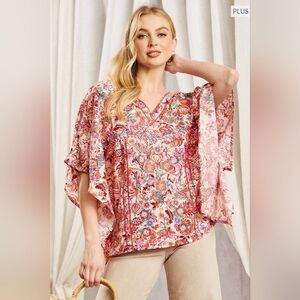 ⭐Savanna Jane boho embroidered poncho flowy colorful top